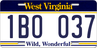 WV license plate 1BO037