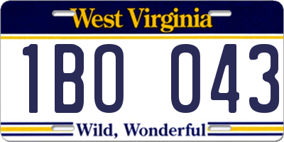 WV license plate 1BO043
