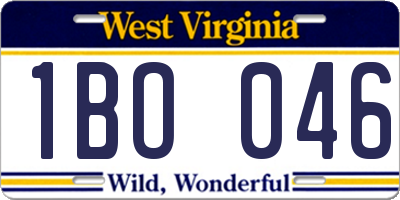 WV license plate 1BO046