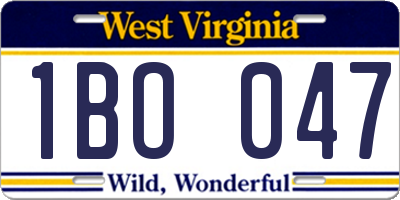 WV license plate 1BO047
