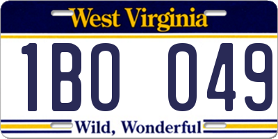 WV license plate 1BO049