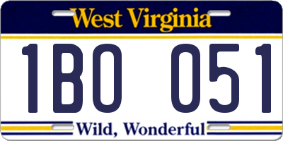 WV license plate 1BO051