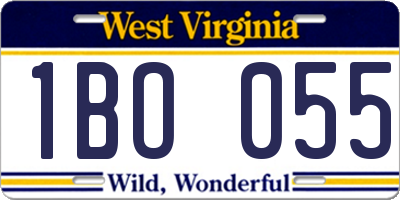 WV license plate 1BO055