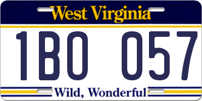 WV license plate 1BO057