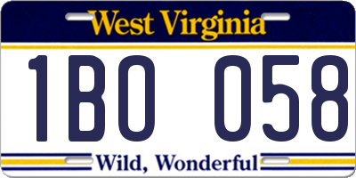 WV license plate 1BO058