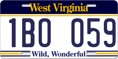 WV license plate 1BO059