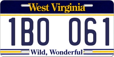 WV license plate 1BO061