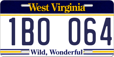 WV license plate 1BO064