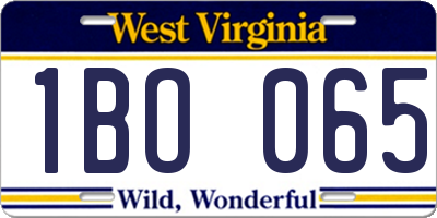 WV license plate 1BO065
