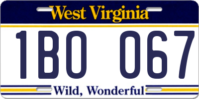 WV license plate 1BO067