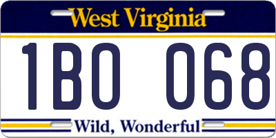 WV license plate 1BO068