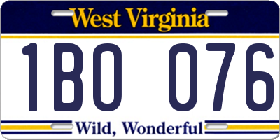 WV license plate 1BO076