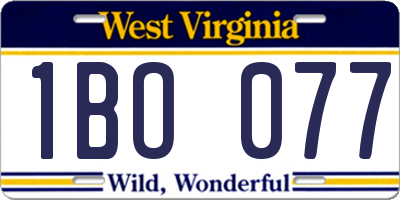 WV license plate 1BO077