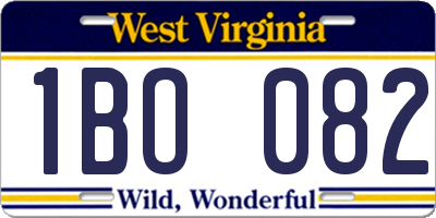 WV license plate 1BO082