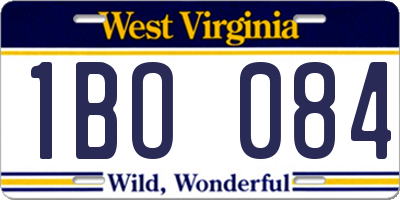 WV license plate 1BO084