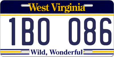 WV license plate 1BO086