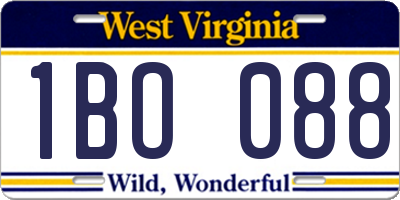 WV license plate 1BO088