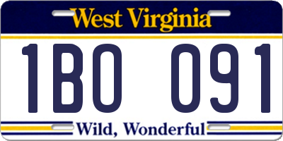 WV license plate 1BO091