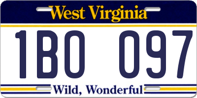 WV license plate 1BO097