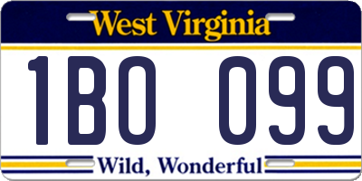 WV license plate 1BO099