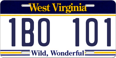 WV license plate 1BO101