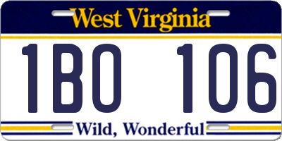 WV license plate 1BO106