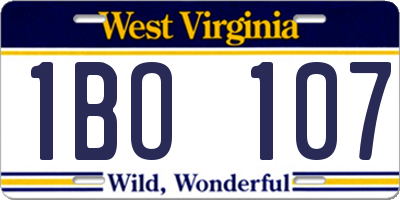 WV license plate 1BO107