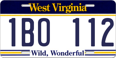 WV license plate 1BO112