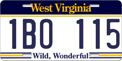 WV license plate 1BO115