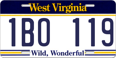 WV license plate 1BO119
