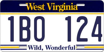 WV license plate 1BO124