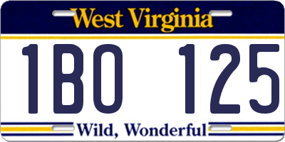 WV license plate 1BO125