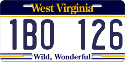 WV license plate 1BO126