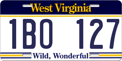 WV license plate 1BO127
