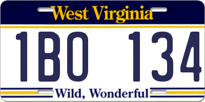WV license plate 1BO134