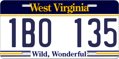 WV license plate 1BO135