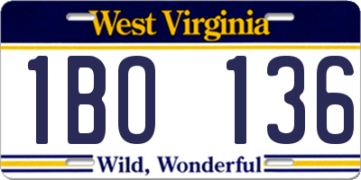 WV license plate 1BO136