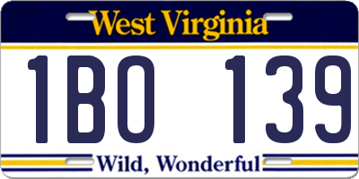 WV license plate 1BO139