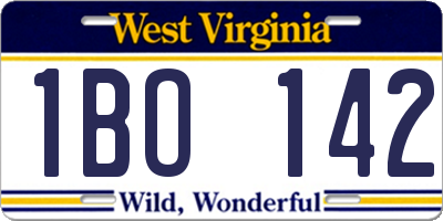 WV license plate 1BO142