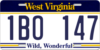 WV license plate 1BO147