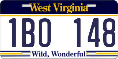 WV license plate 1BO148