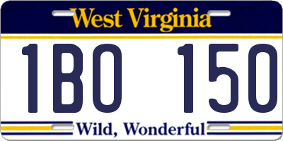WV license plate 1BO150