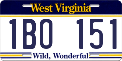 WV license plate 1BO151