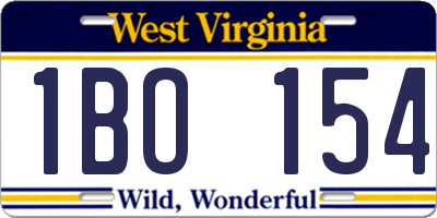 WV license plate 1BO154