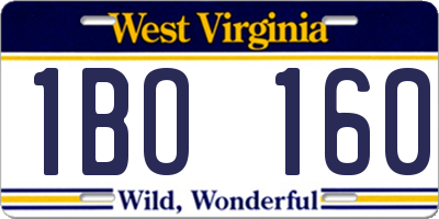 WV license plate 1BO160
