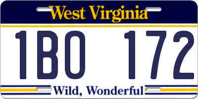 WV license plate 1BO172