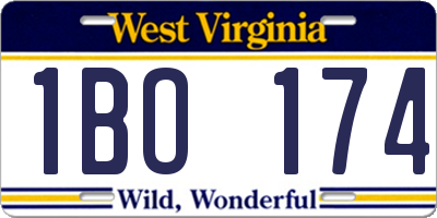 WV license plate 1BO174