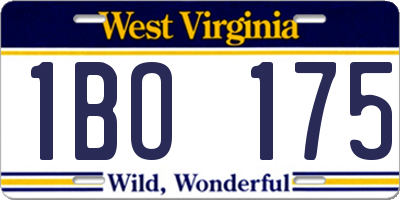 WV license plate 1BO175
