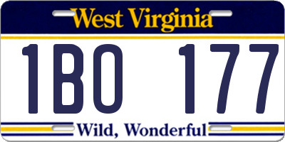 WV license plate 1BO177
