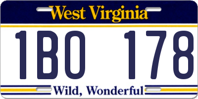 WV license plate 1BO178
